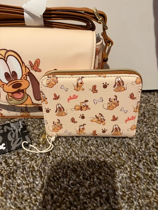 Disney Baby Pluto Loungefly Mini Crossbody & Wallet - Picture 2 of 8